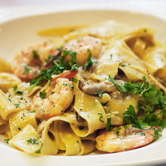 Papardelle z krewetkami